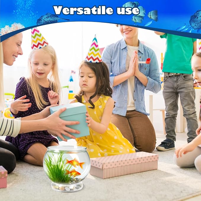9 Pcs Fish Bowl 7.09 x 6.3 Inch Clear Plastic Fish Tank 100 oz Round Desktop Aquarium Multipurpose Goldfish Bowl for Home Office Party Favors Turtle Goldfish