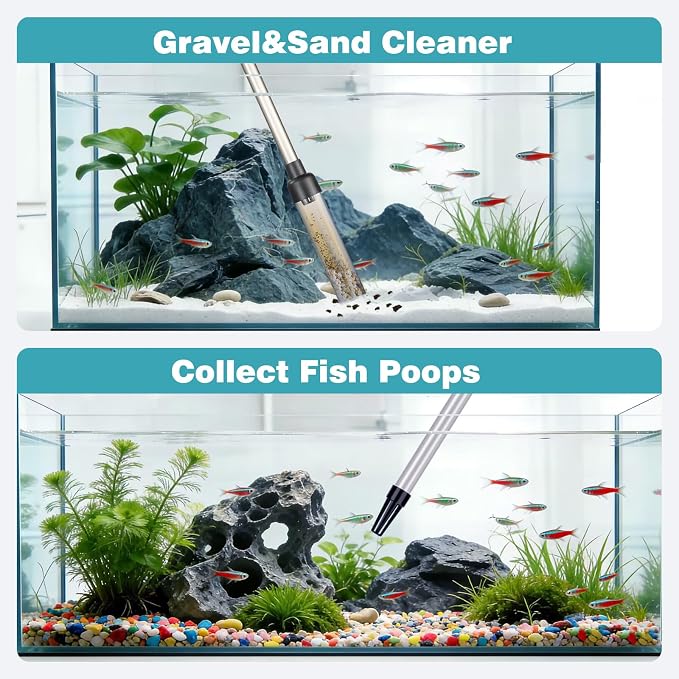 Carefree Fish Aquarium Gravel Vacuum Sand Cleaner with 6Ft Pipe Fish Tank Water Changer Adjustable Length ABS(for 3~8Gal Tank)