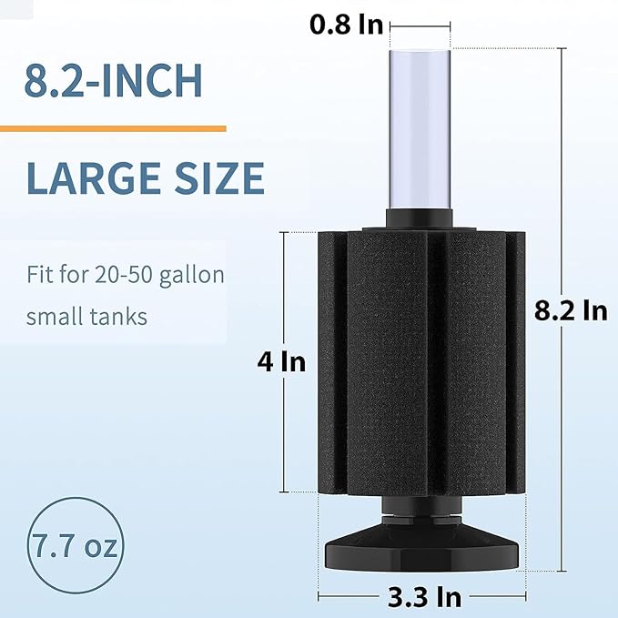 Pawfly Aquarium Bio Sponge Filter Quiet Fish Foam Filter with Airline Tubing Suction Cups Check Valve Connectors and Control Valve Accessories for Betta Fry Shrimp Fish Tank up to 50 Gallon