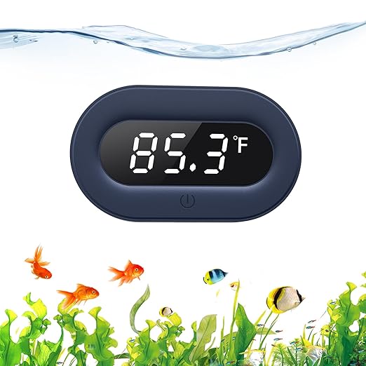 PAIZOO Fish Tank Thermometer, LED Digital Aquarium Thermometer Highly Accurate Temperature Measurement, Tank Thermometer for Freshwater and Saltwater, White Display ±0.9℉