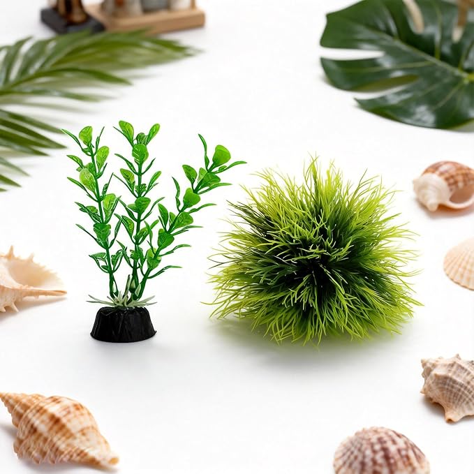 4 Pcs Silk Plants for Fish Tank, Realistic Aquarium Plants Live Decor with Weighted Base, Green Aquascaping Accessories for Betta Tanks, Reptile Terrariums, and Freshwater Setup
