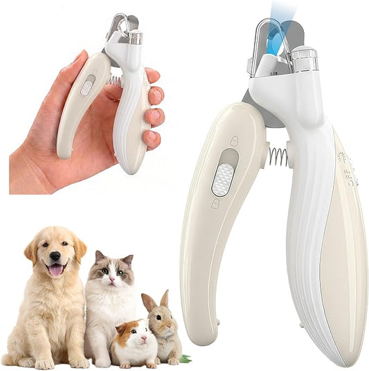 Cat & Dog Nail Clippers with LED Light, Illuminates Nail Bloodline to Prevent Overcutting, Pet Nail Trimmer with Safety Guard & Built-in Nail Catcher for Dog Cat Rabbit Small Animals(CoffeeBrown)