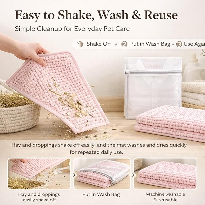 Guinea Pig Fleece, 6 Pack Guinea Pig Cage Liners Washable, 11.81 x 19.69 Reusable Guinea Pig Bedding, Non-Slip Animal Sleeping Mats for Guinea Pig Puppy Bunny Hamster (Gray)