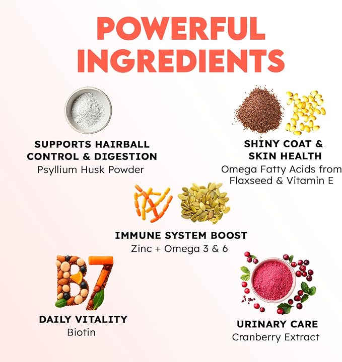 Cat Hairball Remedy Treats - 200 Chews - Cat Hair Ball - Supports Digestion, Skin & Coat Health - Hairball Control for Kitty - Helps to Prevent Furball - Salmon Flavor