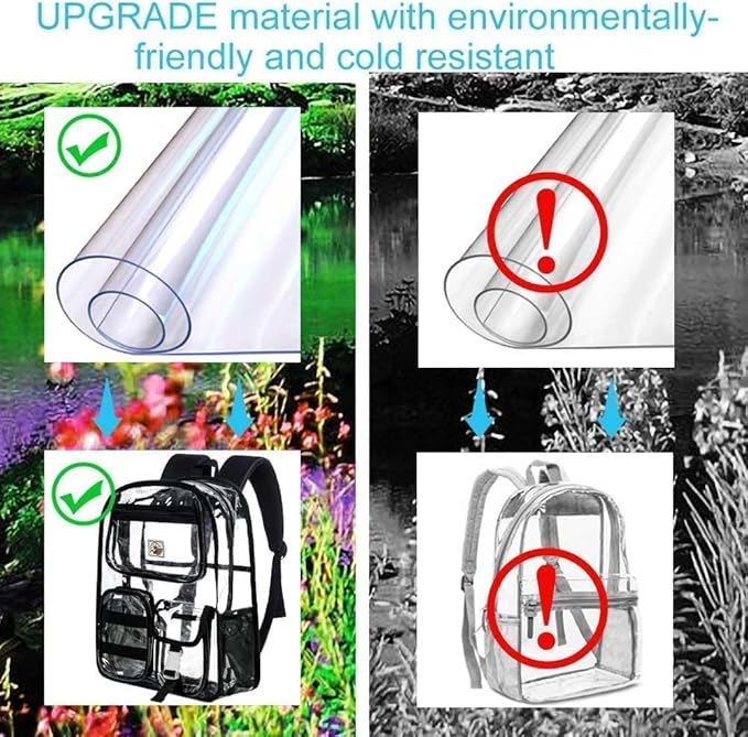 CCJPX 3Pcs Clear Backpack for Girls, School Transparent Bookbag, Heavy Duty See Through Backpacks for Teens Elementary