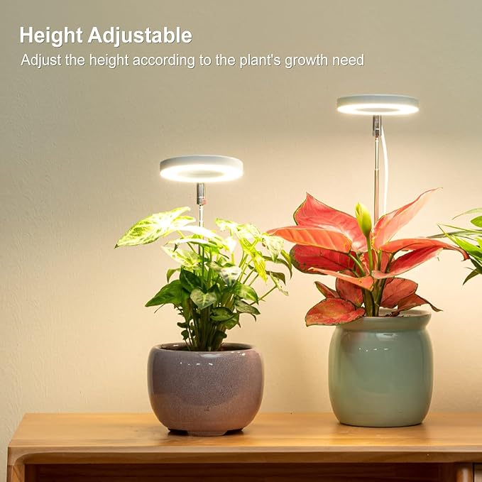 LORDEM Grow Light, Full Spectrum LED Plant Light for Indoor Plants, Height Adjustable Growing Lamp with Auto On/Off Timer 4/8/12H, 4 Dimmable Brightness, Ideal for Small Plants, 4 Packs