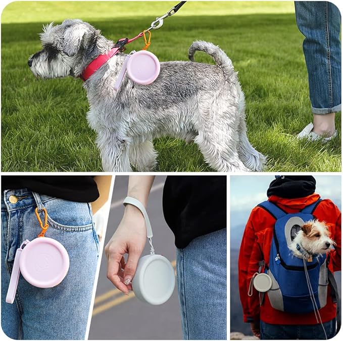 WALLFID Silicone Dog Treat Pouch Small Bag,with Pet Training Clicker,Walking Bag for Dog and Cat, Pocket Size, Easy to Clean, Odorless, Zipper Design,Moisture-Proof,Travel Walking Bag.(Pink)