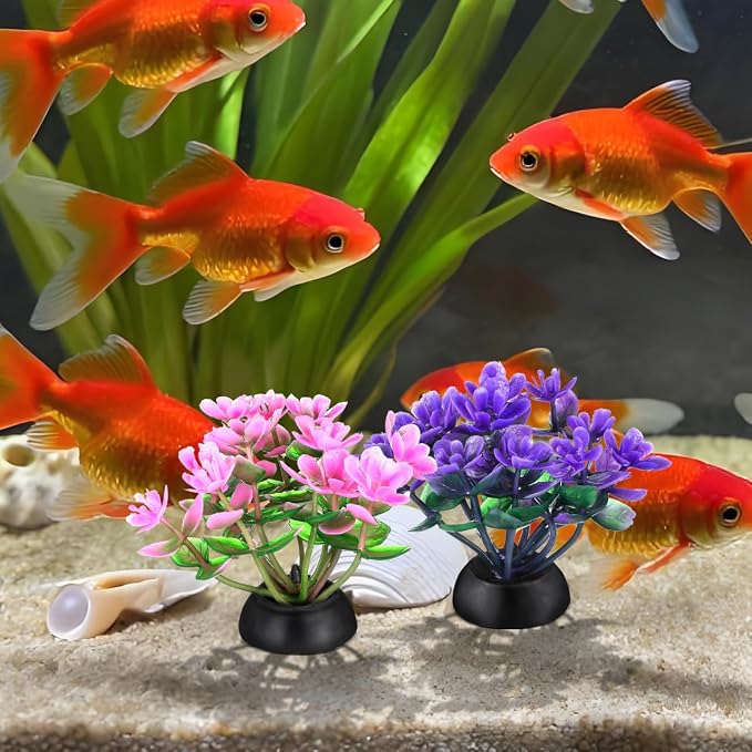Garneck 20 Pcs Small Aquarium Plants Set: Artificial Mini Fish Tank Plants Decorations Plastic Water Grass Decor for Betta Goldfish Turtle Tank Bowl, Home Office
