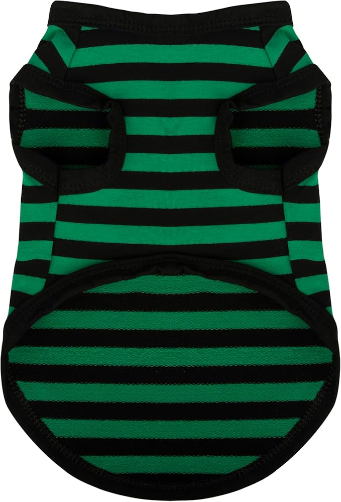 Paiaite Striped Shirt for Dogs - Happy Color Cotton Sleeveless Puppy Shirts, Breathable Pet Apparel Tank Top, Colorful Sweatshirt for Small Medium Dogs, Green XS