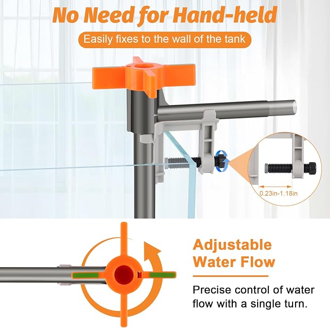AQQA Aquarium Siphon Vacuum Cleaner Kit with 3 Replaceable Heads (S) | Simultaneous Water Changing, Cleaning in Fish Tanks, Gravel and Sand Cleaning (S)