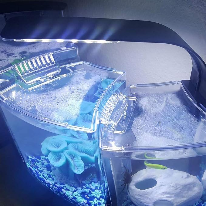 10W Super Slim Aquarium Fish Tank 5730 LED Light Clip-on Lamp Aquatic Plant Lighting (Black Body White+Blue Light)