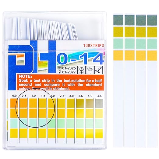 pH Test Strips 0-14, Lanboon 0.5 High Accuracy 100 Litmus Paper pH Strips for Testing Urine, Saliva, Aquariums, Pools, Drinking Water, Wine, Liquid Food, Get Acid-Alkaline Balance Results in Seconds