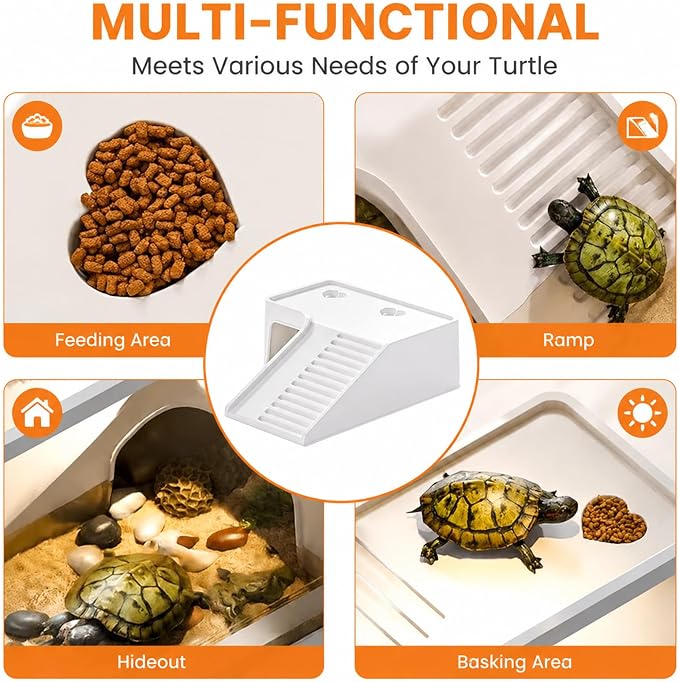 Turtle Tank Starter Kit– Acrylic Aquarium with UVB/UVA Lamp, 3W Quiet Filter, Basking Platform & Lid – Complete Habitat for Baby Turtles, Crabs, Amphibians & Small Reptiles