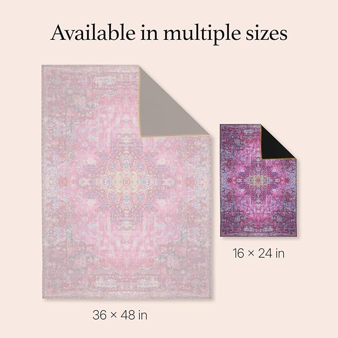 Lovewag Pets Cat Litter Box Mats 2 Pack - Small 16x24 Machine Washable, Easy Clean, Non-Slip, Waterproof Mats for Indoor Cats - Kitty Litter Mess Control & Pet Urine Floor Protection (Mystic Fuchsia)