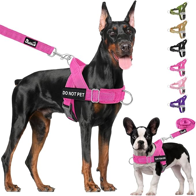Lukovee No Pull Dog Harness & Leash Set - Heavy Duty Dog Vest Harness with Soft Padded for Medium Large Dogs, Adjustable Reflective Tactical Pet Harness for Easy Walk and Training (XL, FU)