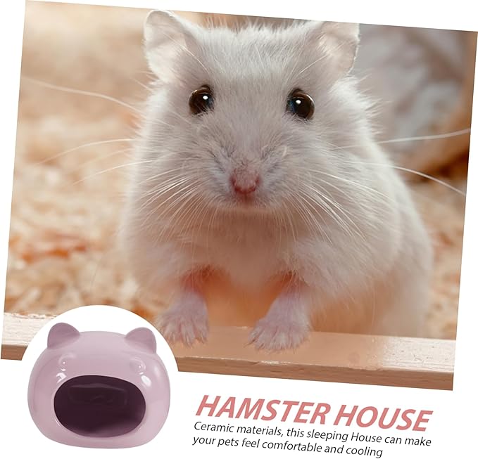 BESPORTBLE Small PET Hideout Ceramic House Cozy Bed for Hamsters Gerbils and Small Animals Comfortable Hideaway Shelter Fleece Bedding