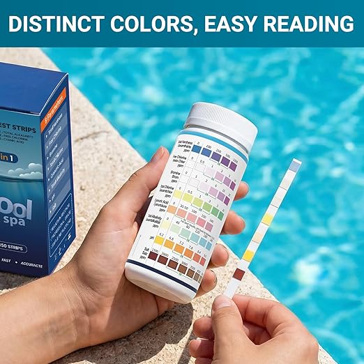 2026 Salt Water 8-in-1 Pool Test Strips Kit | 150 Strips Pool Salt Test Strips | Salt Water Pool Testing Kit for Pools, Hot Tubs & Spas Quick Accurate Tests Salt, Chlorine, pH, Cyanuric Acid