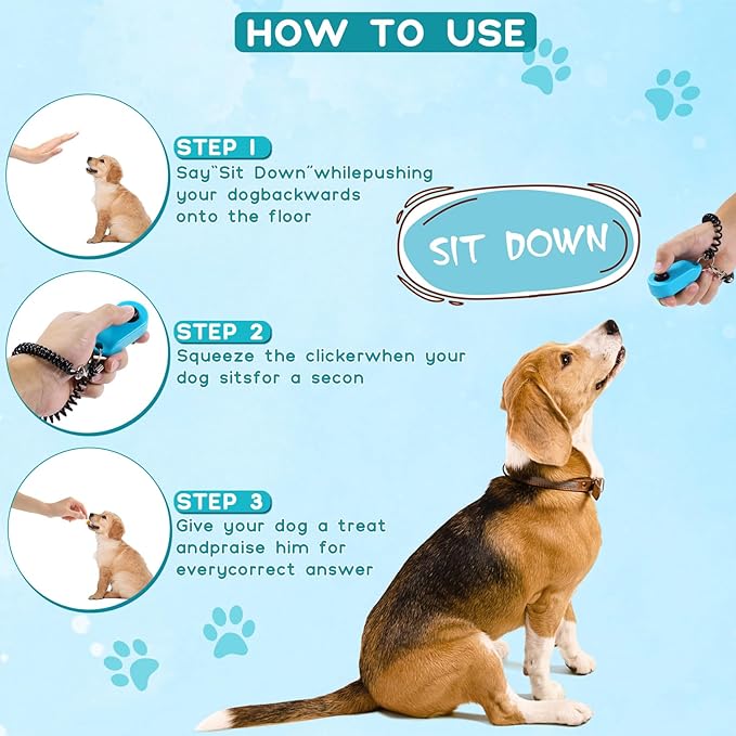 Pet Clicker for Dogs/Cats/Horses/Birds or Other Animals - Finger Clickers for Training (Black+Blue)