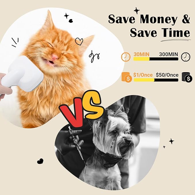 Dog Cat Brush for Shedding and Grooming,Two Replacement Heads,Massage the skin,Easy to Clean Comb for Long Short Haired Pets,use with Vacuum,Compatible with 32mm&35mm Universal Vacuum