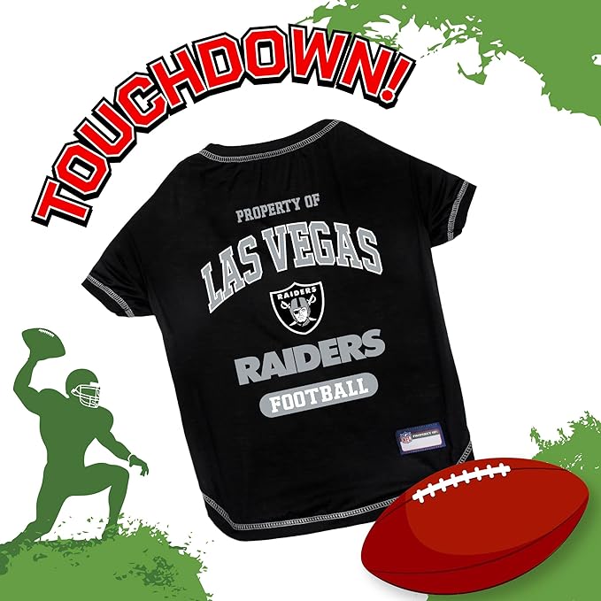 NFL Raiders Dog T-shirt Medium. - Licensed Shirt for Pets Team Colored with Team Logos- Premium Stretchable Materials for the comfort of your Dog & Cat