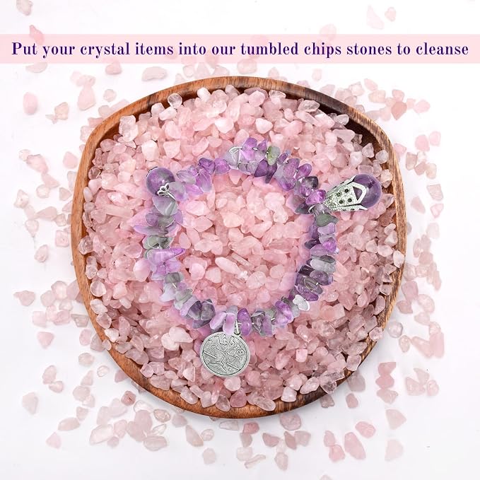 5 lb Natural Rose Pink Crystal, 7-9 mm Tumbled Chips Stones, Irregular Shaped Quartz Bulk, Healing Reiki Gemstone for Potted Plant Vase Decoration Jewelry Making DIY Craft, Light Rose
