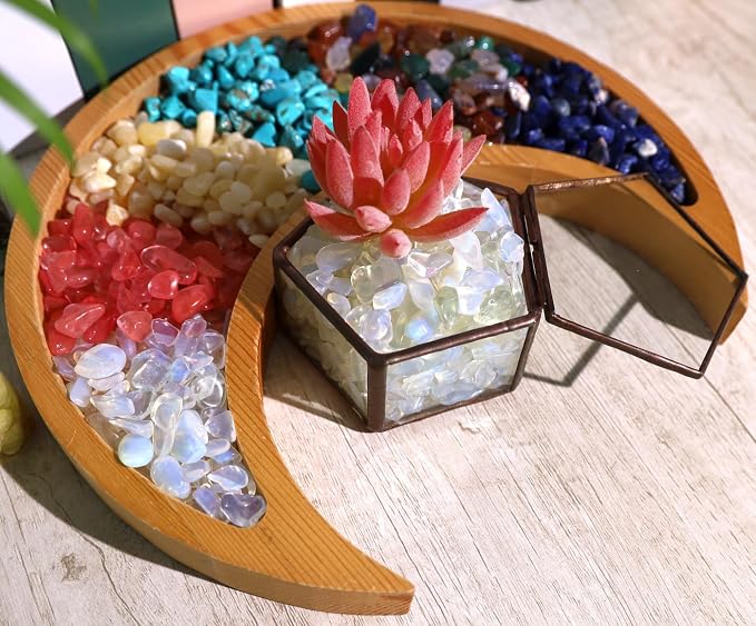 QINJIEJIE Opal Crystal Chips Natural Stone Gravel Bulk Crushed Rocks Pieces | 0.55Lbs Polished Quartz Stone Decorative Fish Tank Pebbles Vase Filler Irregular Shaped Tumbled Gemstone for Home