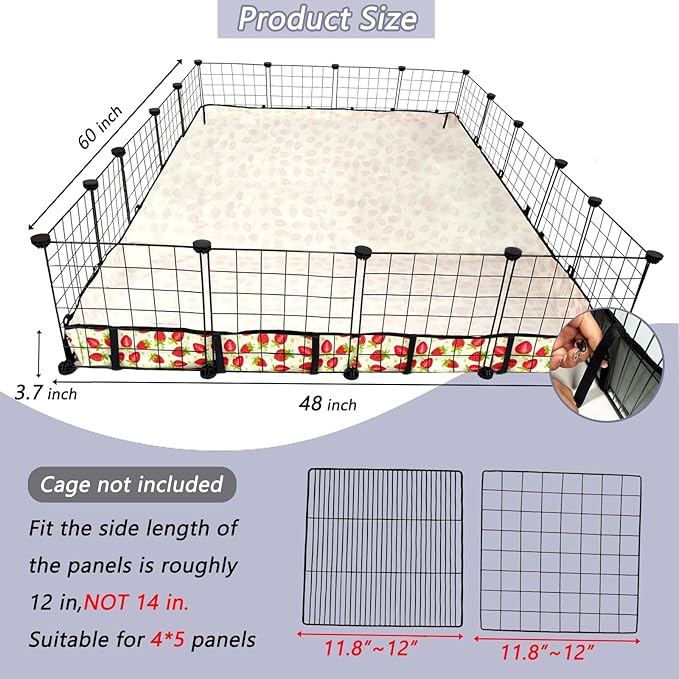 Guinea Pig Cage Liner，Washable Waterproof Oxford Cloth Cage Liners for Small Animals,Hamster Chinchilla Hedgehog Rabbit and Other Small Animals Not Include Cage(48x60 inches)