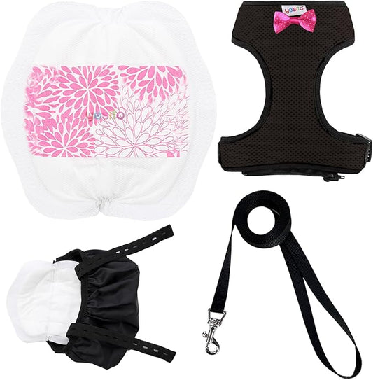 Adjustable Chicken Harness Diaper (5.4ft Leash) – Breathable & Washable Secure Training for Hens, Ducks & Chicks | Outdoor Walking & Discipline Solution,Black