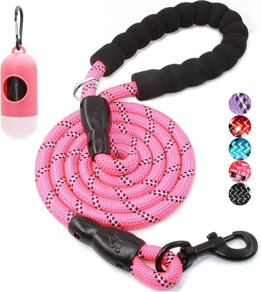 BAAPET 2/4/5/6 FT Dog Leash with Comfortable Padded Handle and Highly Reflective Threads for Small Medium and Large Dogs (4FT-1/2'', Pink)
