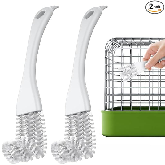 Pawfly 2 Pcs Bird Cage Cleaner Brush, 2-in-1 Bird Cage Cleaning Brush, Bird Poop Remover for Perches, Kennels & Small Animal Cages, Bird Cage Accessories, Bird Droppings Removal Brush