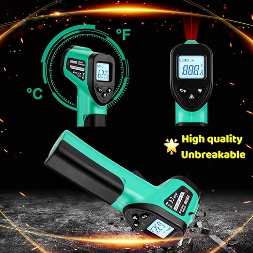 OnniOne Digital Laser Thermometer Temperature Gun for Aquarium Fish Tank | -58℉~1022℉ Infrared IR Thermometer for Gecko Spider Lizard Reptile Thermometer, Forest Terrarium Accessories Gift