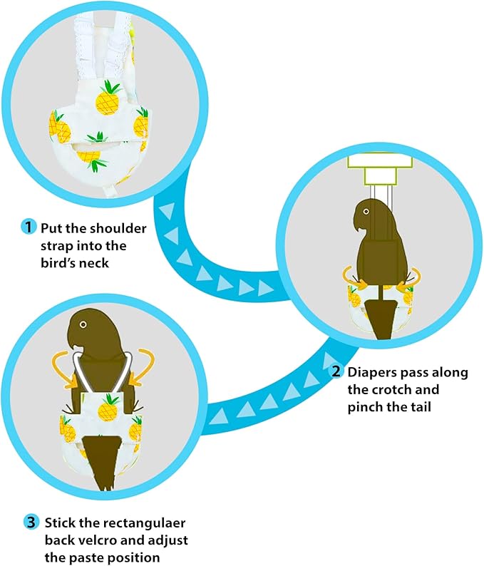 UKJENT Bird Diaper Protective Parrot Nappy 2 Pack, Reusable Outdoor Flight Suit with Waterproof Inner Layer, Machine Washable Cute Urine Wet Suit for Parrots Medium(M)