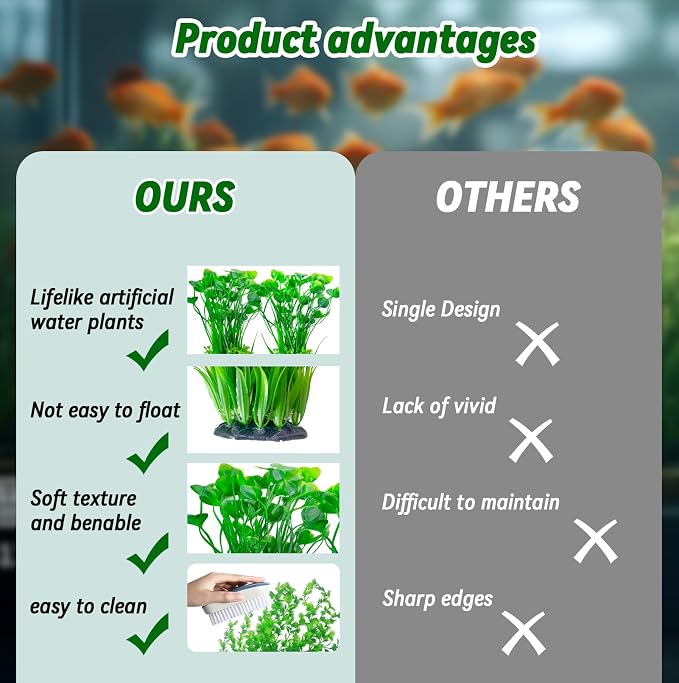kathson Large Plastic Aquarium Plants,2 Pcs Tall Fish Tank Plants Decor Artificial Seaweed Water Plant Ornament Freshwater and Saltwater Extra Large Aquarium Plant Decorations for Small Tanks