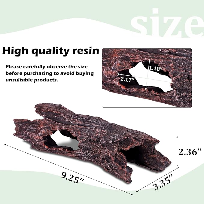 IBWell Aquarium Caves Decor Fish House for Betta Tree Log Hideout Tank Accessories Resin Simulated Hollow Trunk Reptile Shelter for Corn Snakes Lizards