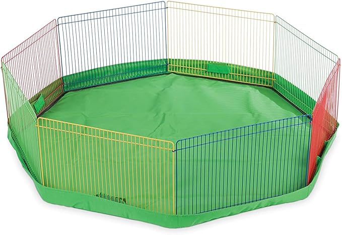 Prevue Pet Products Multi-Color Small Pet Playpen - Small Animal Pen for Rabbits, Guinea Pigs, Hamsters, Tortoises, Bunny Enclosure, Easy to Assemble, Indoor & Outdoor Play - Multi-Color