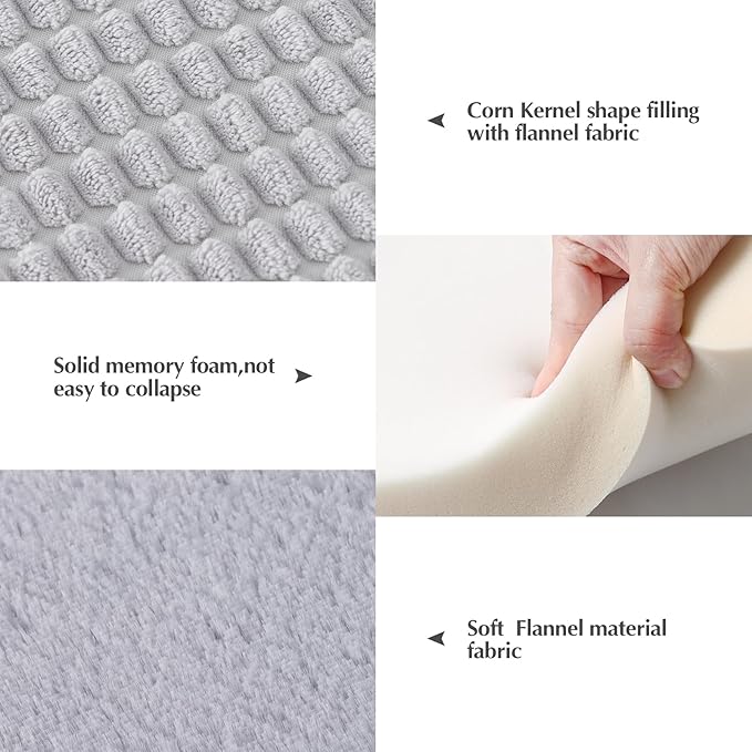 BVAGSS Dog Bed Mat,Reversible Crate Pad, Memory Foam Beds, Soft Warm Pet Cushion for Small Medium Dogs, Washable Pet Sleeping Mattress Kennel Bed Pad XH079 (24''x18''x1.6'',Grey)