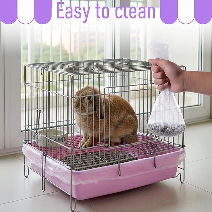 50 PCS Disposable Plastic Cage Liners, Small Animals Leak Proof Toilet Film Litter Pan Bags Film Litter Box Liner for Rabbits, Guinea Pigs, Chinchillas, Hedgehogs, Birds