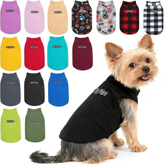 BEAUTYZOO XS Dog Sweaters, Soft Fleece Vest Pullover Dog Jacket with D-Ring Leash Attachment, Warm Winter Dog Clothes Cold Weather Doggy Chihuahua Sweater for Small Dogs Cats Boy or Girl,Black XS