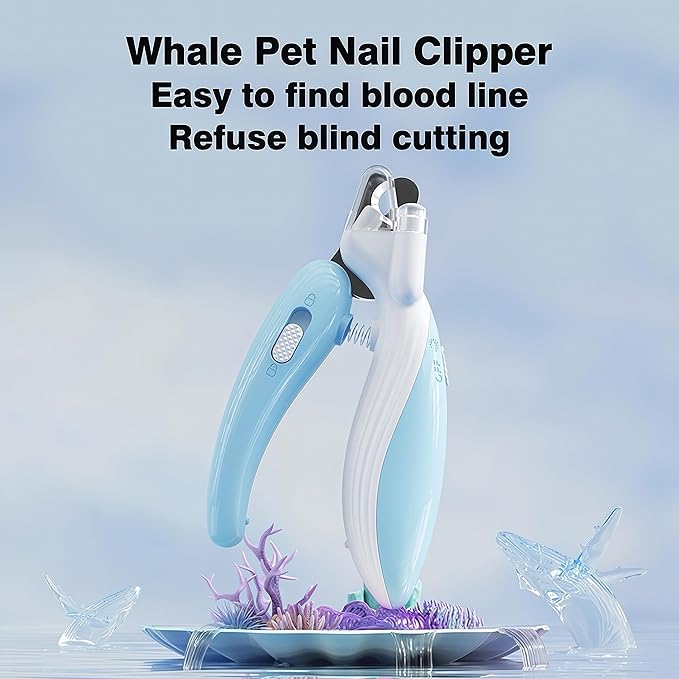 Cat & Dog Nail Clippers with LED Light, Illuminates Nail Bloodline to Prevent Overcutting, Pet Nail Trimmer with Safety Guard & Built-in Nail Catcher for Dog Cat Rabbit Small Animals(Pink)