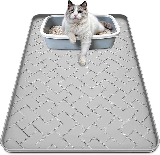 Silicone Cat Litter Mat XL for Litter Box-Extra Large Cat Litter Mat 41" X 29" to Clean, Waterproof, Urine-Proof, Non-Slip Kitty Litter Mats for Floor, Keeping the Floor Clean and Tidy
