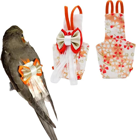 Bird Flight Suits Diapers, Parrot Flight Suits Diapers for Monk Parakeets, Cockatiels Flight Suits, Parrot Clothes, Bird Training Nappy Suit Liners Clothes (S, Orange)