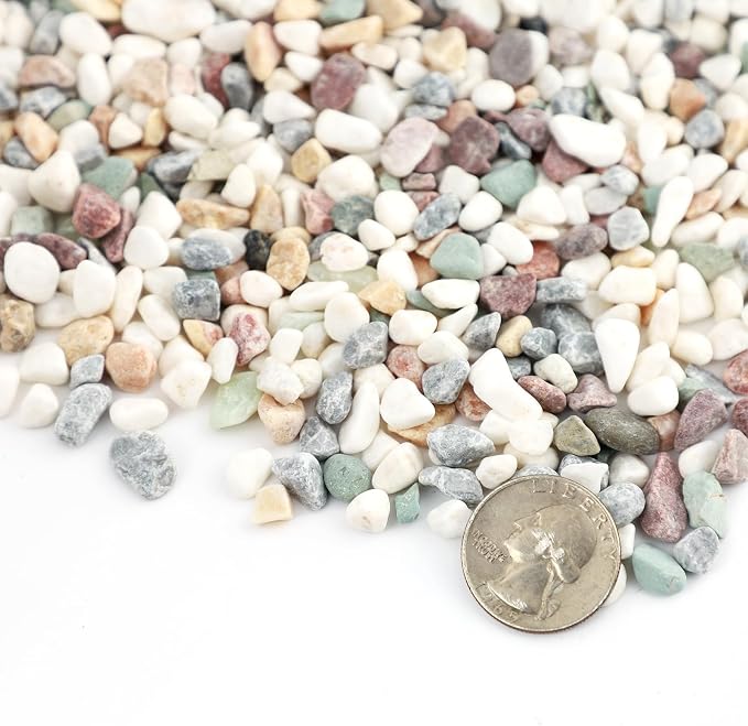 20lb 1/8-3/8inch Aquarium Gravel Fish Tank Gravel Small Rocks for Indoor Plants Decorative Rocks Pea Gravel for Plants Mixed Color Colorful Rocks for Vases Rocks for Crafts