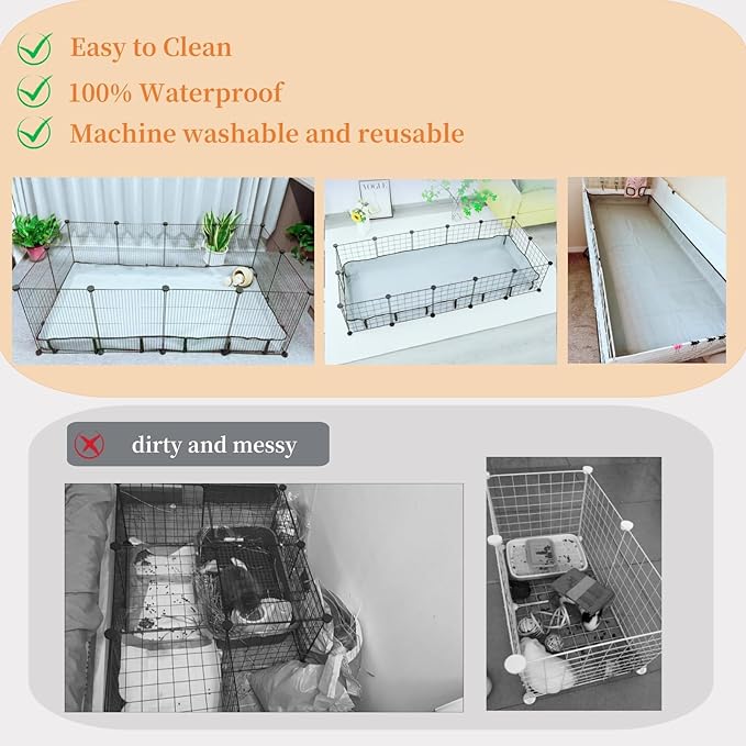 DZWLKJ Guinea Pig Cage Liner Tarp Bottom Waterproof and Washable Base Also for Rabbits, Bunny, Chinchesillas, Hedgehog, Ferrets and Other Small Animals(36x60 inches)