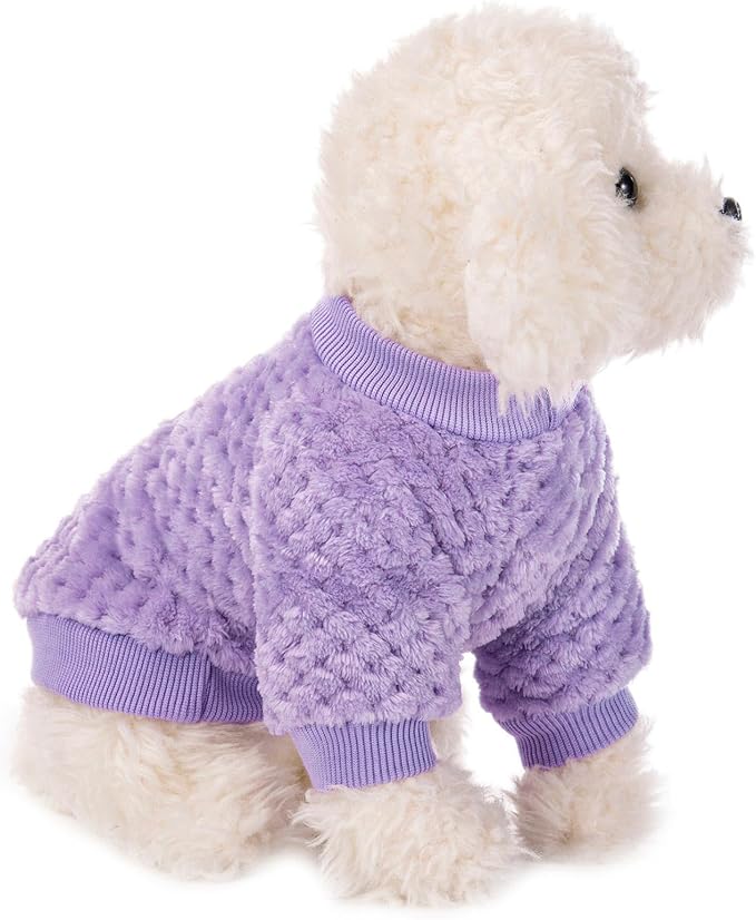 POMIU Dog Sweater, Dog Sweaters for Small Medium Dogs or Cat, Warm Soft Flannel Pet Clothes for Dogs Girl or Boy, Dog Shirt Coat Jacket (Peach+Purple+Rose, X-Large)