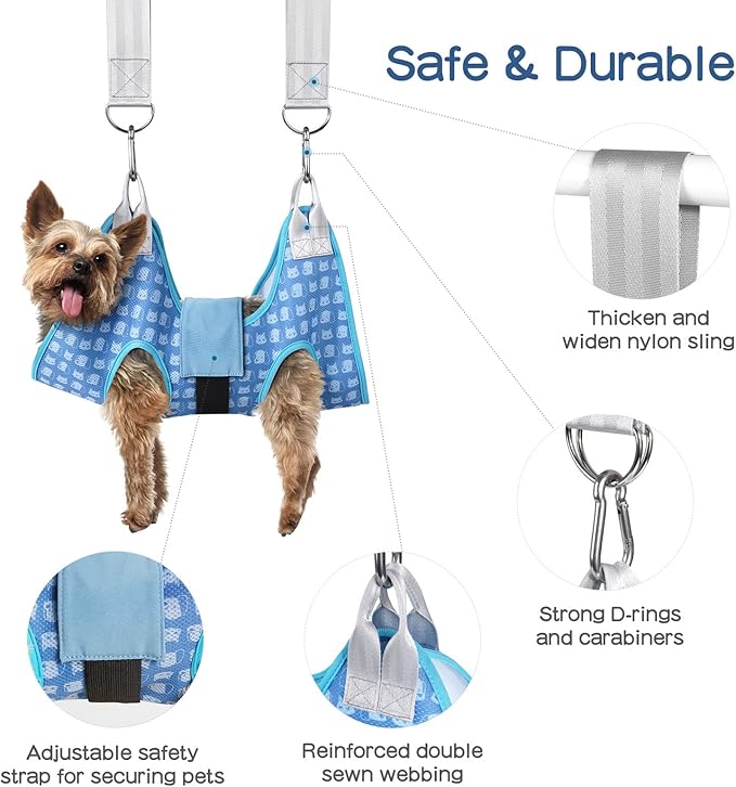 Dog Grooming Hammock Harness, Pet Grooming Hammock for Small Cats & Dogs, Dog Sling for Nail Clipping/Trimming