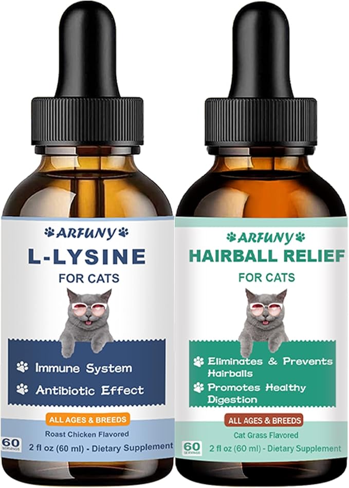 Lysine for Cats and Hairball Treatment for Cats - Support Immunity, Respiratory Health - Hairball Remedy- Promote Healthy Digestion - Roast Chicken & Cat Grass Flavor, for All Ages & Breeds