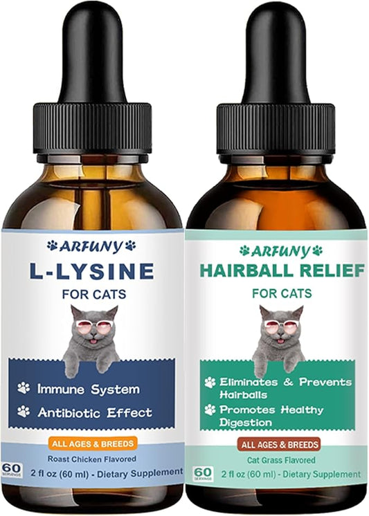 Lysine for Cats and Hairball Treatment for Cats - Support Immunity, Respiratory Health - Hairball Remedy- Promote Healthy Digestion - Roast Chicken & Cat Grass Flavor, for All Ages & Breeds