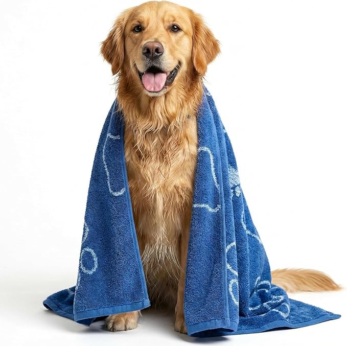 Delilah Home Drytek Dog Towel - Quick-Dry Pet Towel for Large Dogs, Ultra Absorbent & Odor-Resistant - Lightweight Sand-Resistant for Outdoor Bath, Grooming Supplies, Beach & Travel - 30x54 in - Navy