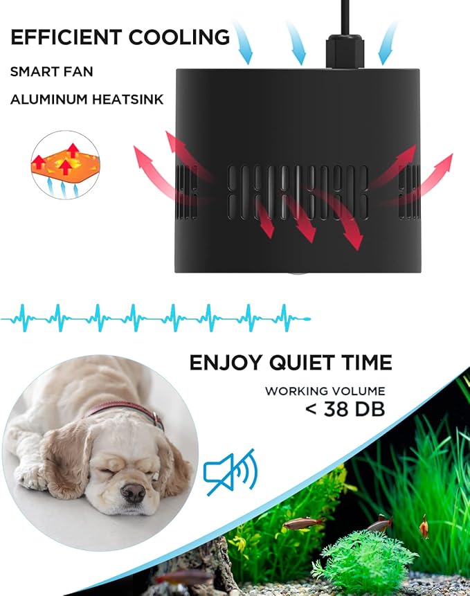 Lominie Aquarium LED Light 10 Gallon Fish Tank Light Timer Clip on Aquarium Lamp Full Spectrum 85W 6500k for Freshwater Refugium Cube Tank with Gooseneck