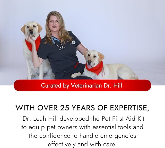 Cat & Dog First Aid Kit - Dog Emergency Kit, Health Supplies & Wound Care -with Thermometer, Bandages for Wounds - Essentials, Travel Bag (Small)